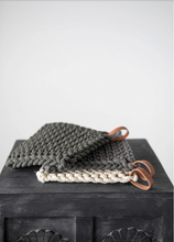 Load image into Gallery viewer, Crocheted Pot Holder with Leather Loop
