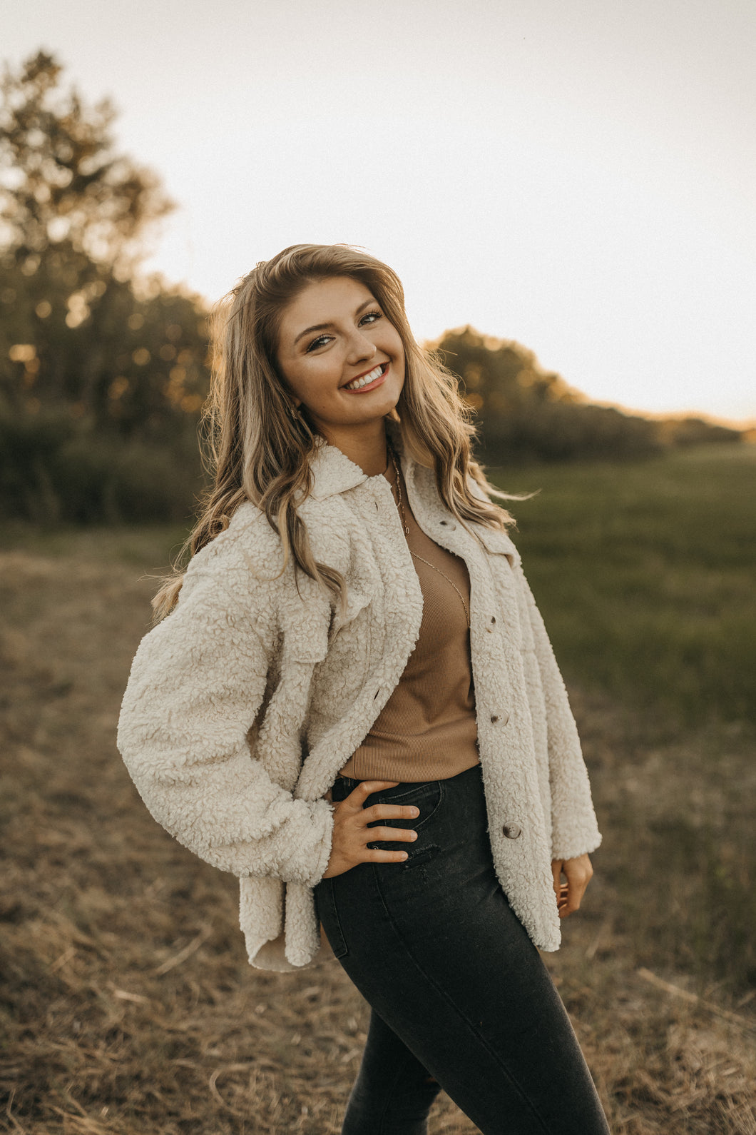 Take Me On the Town Sherpa Jacket - Cream