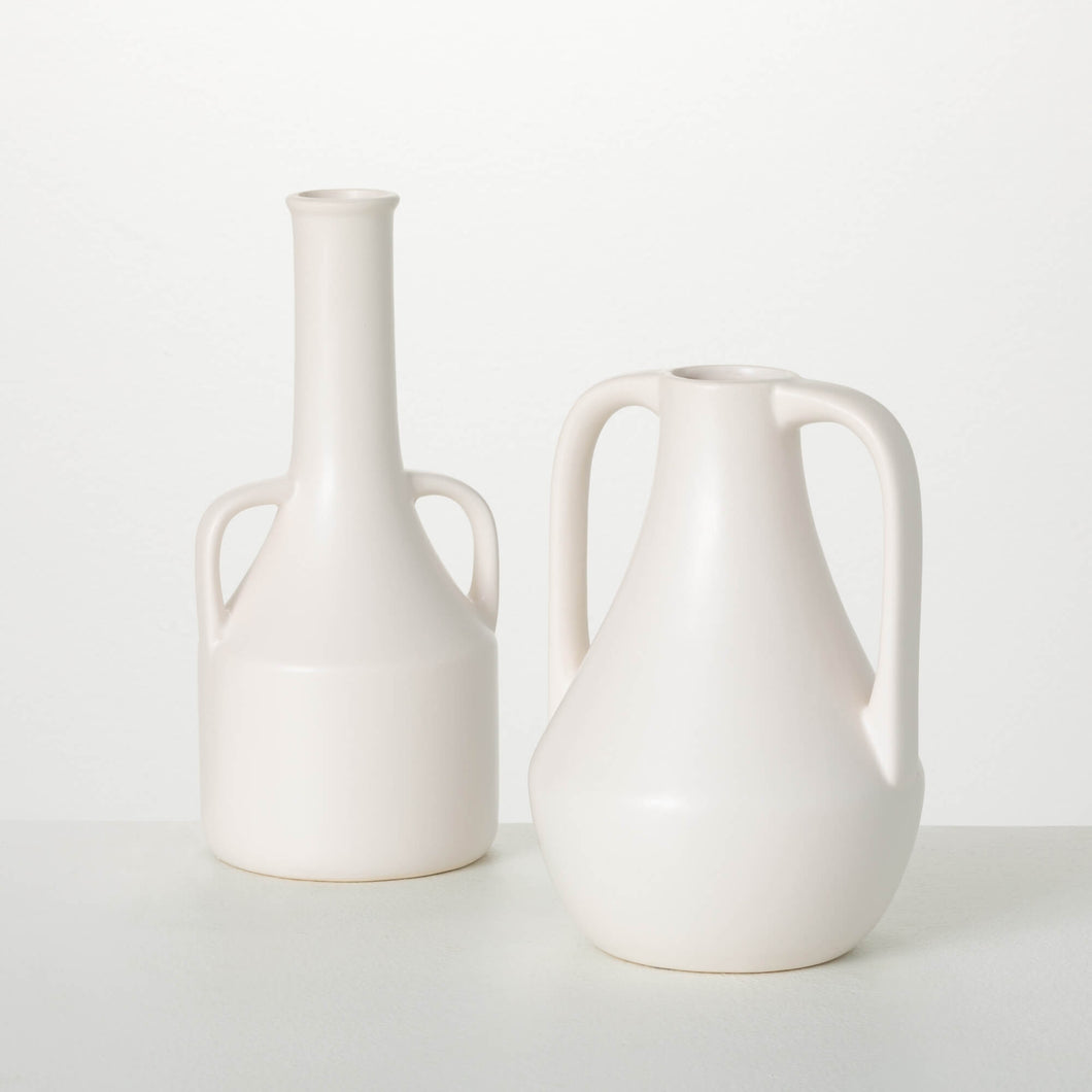 White Vases with Handles